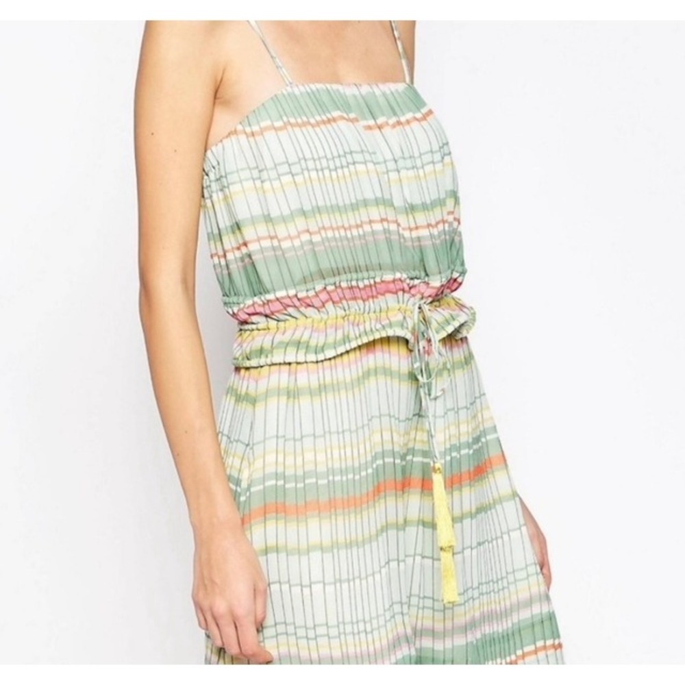 See By Chloe Multi Color Striped Dress‎ With Tassel Belt Womans Size 4